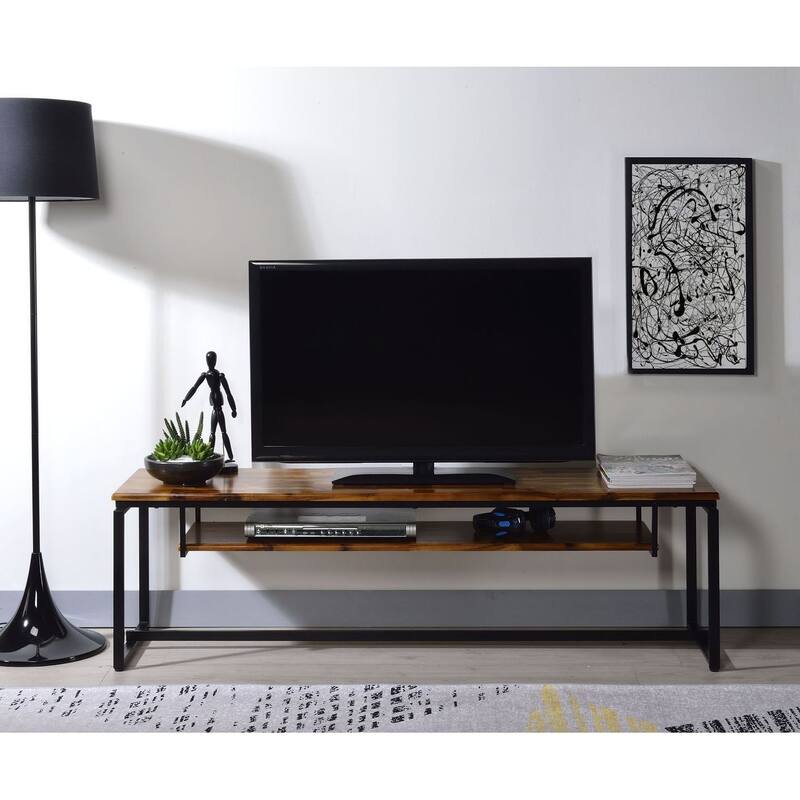 ACME Oak Wooden TV Stand w/ Underneath Shelf TV Table for Entryway