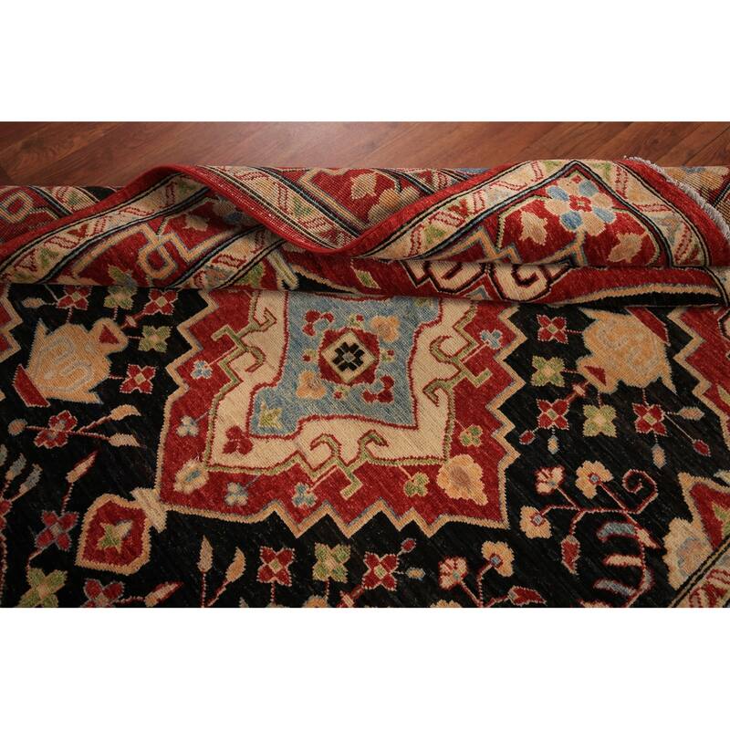 Black Vegetable Dye Heriz Oriental Rug Handmade Wool Carpet - 4'11" x 6'8"