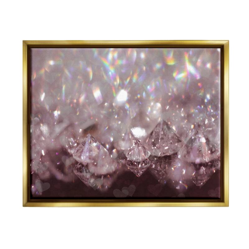 Stupell Dazzling Bling Gems Luxury Fashion Glam Jewels Floater Frame, Design by Daphne Polselli - 21 x 17 - Gold