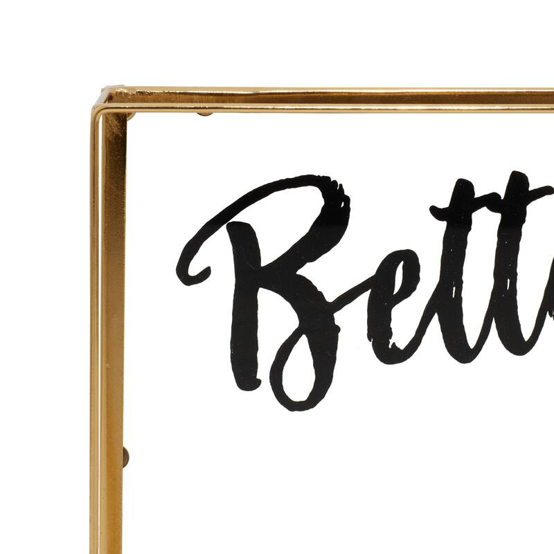 Gold Glass Contemporary Decorative Sign 10 x 10 x 2 - 10 x 2 x 10