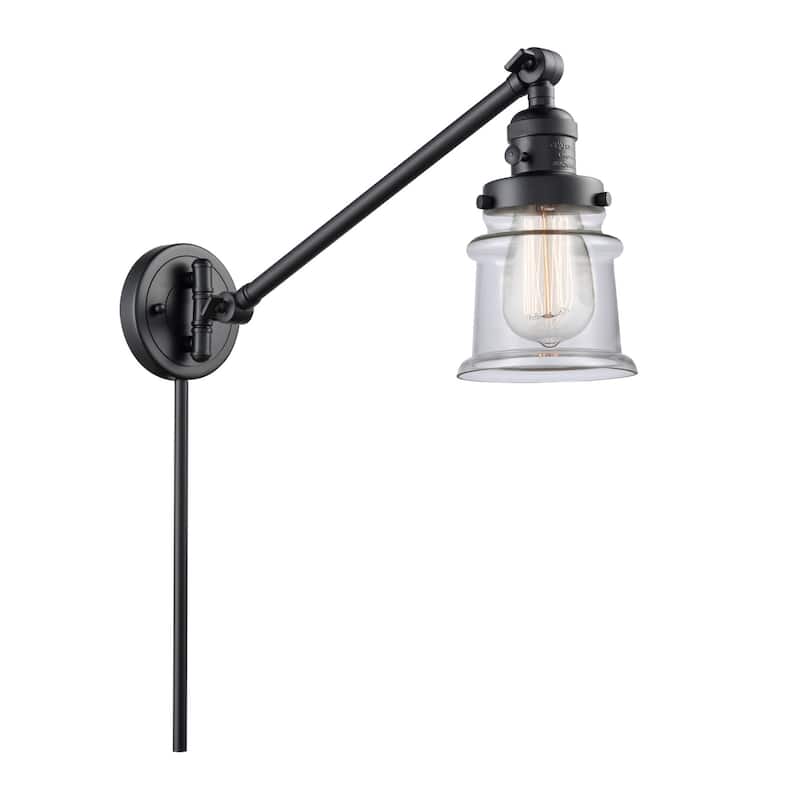 Innovations Lighting Small Canton Single Light 25" Tall Bathroom - Matte Black / Clear