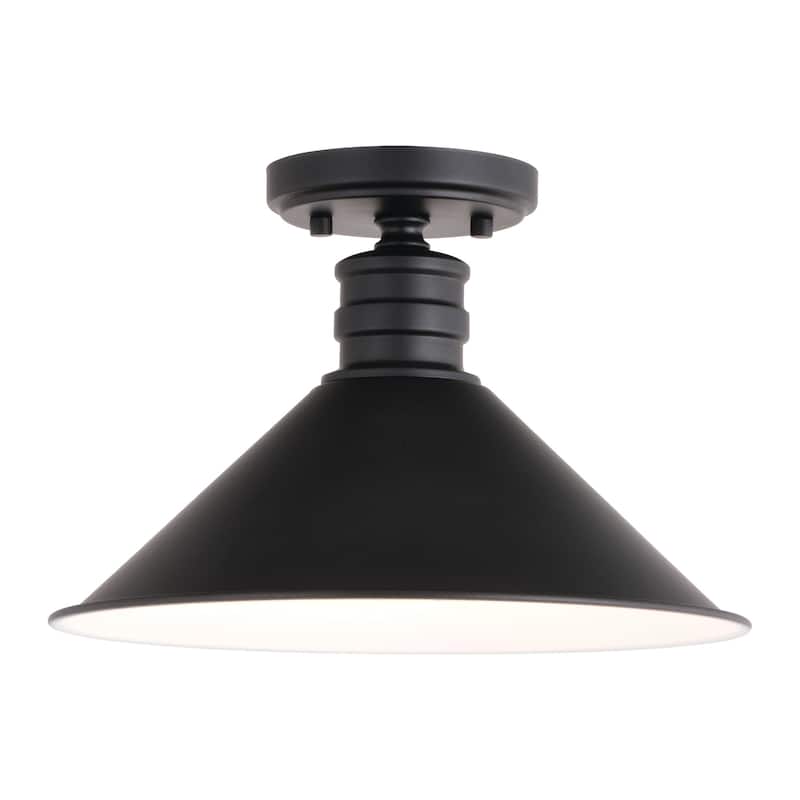 Bellevue VXCF28169 Norkal 12" Wide Semi-Flush Ceiling Fixture - Oil Rubbed Bronze / Matte White