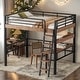 preview thumbnail 1 of 11, Metal Full Loft Bed with Built-in Desk, Storage Shelf and Ladder, Black Black