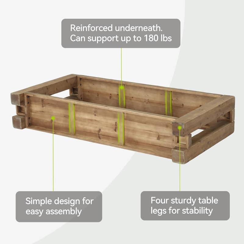 63-Inch Solid Wood Console Table, 2-Tier Farmhouse Rustic Entryway Table with Open Shelf - 11.81" W x 62.99" L x 31.5" H