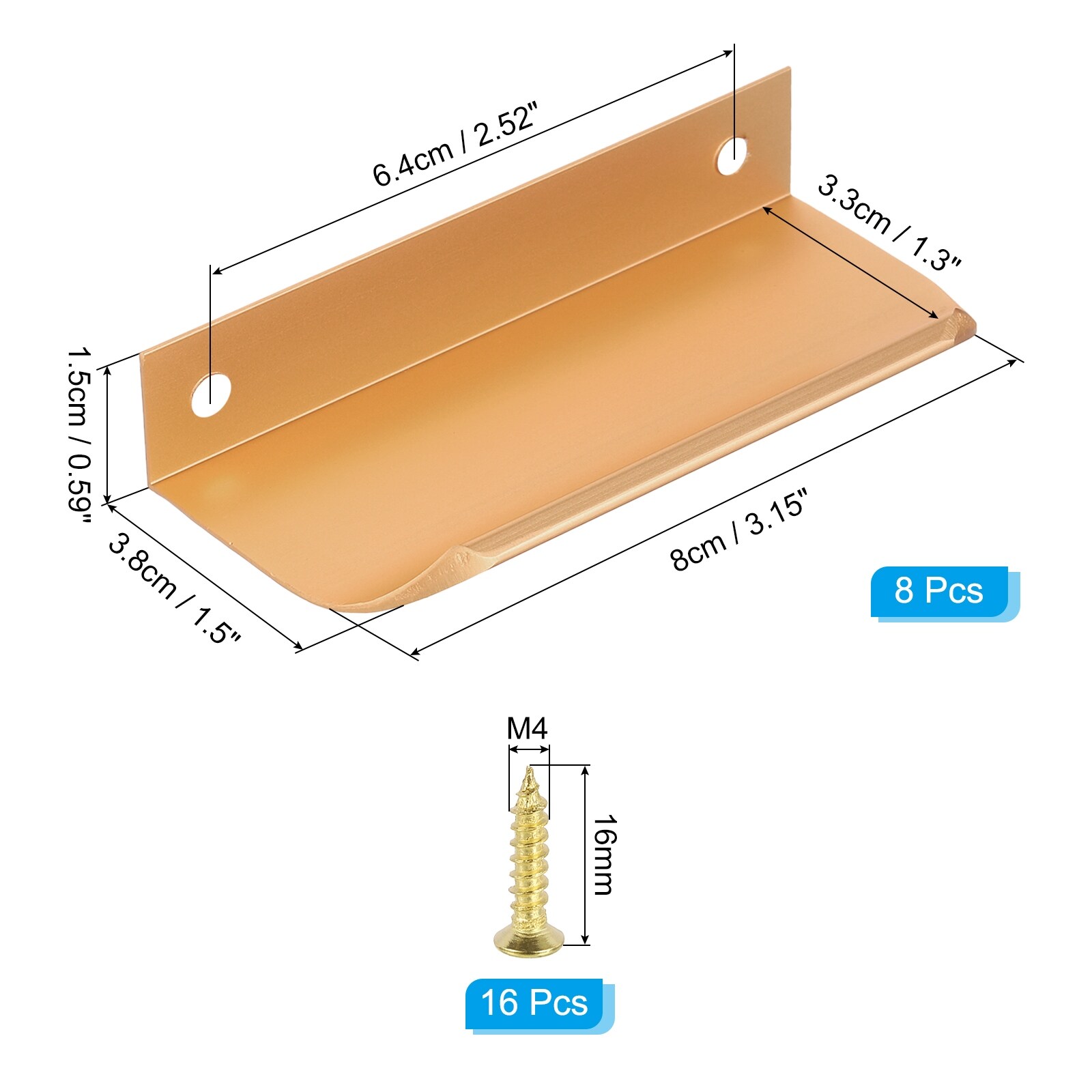 Mount Finger Edge Pull, Aluminum Alloy Concealed Handle Cabinet Edge Pulls with Screws for Home Kitchen Furniture Door Drawer,