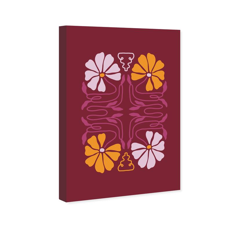Wynwood Studio Canvas Floral and Botanical Flower Vine Decor Brown and Maroon Modern & Contemporary Wall Art Canvas Print