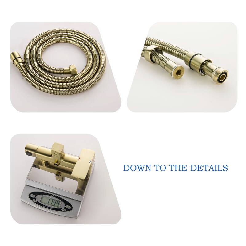 Modland Wall Mounted 3-Way Exposed Install Complete Rain Shower System with High Pressure Showerhead, Black/Gold