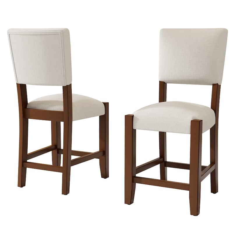 Roomfitters Mid Century Modern Bar Stools Set of 4, Counter Height Upholstered Bar Chairs with Back, Solid Wood Legs