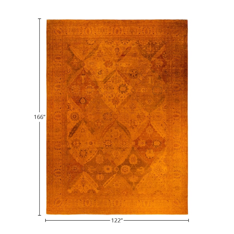 Fine Vibrance, One-of-a-Kind Hand-Knotted Area Rug - Orange, 10' 2" x 13' 10" - 10' 2" x 13' 10"