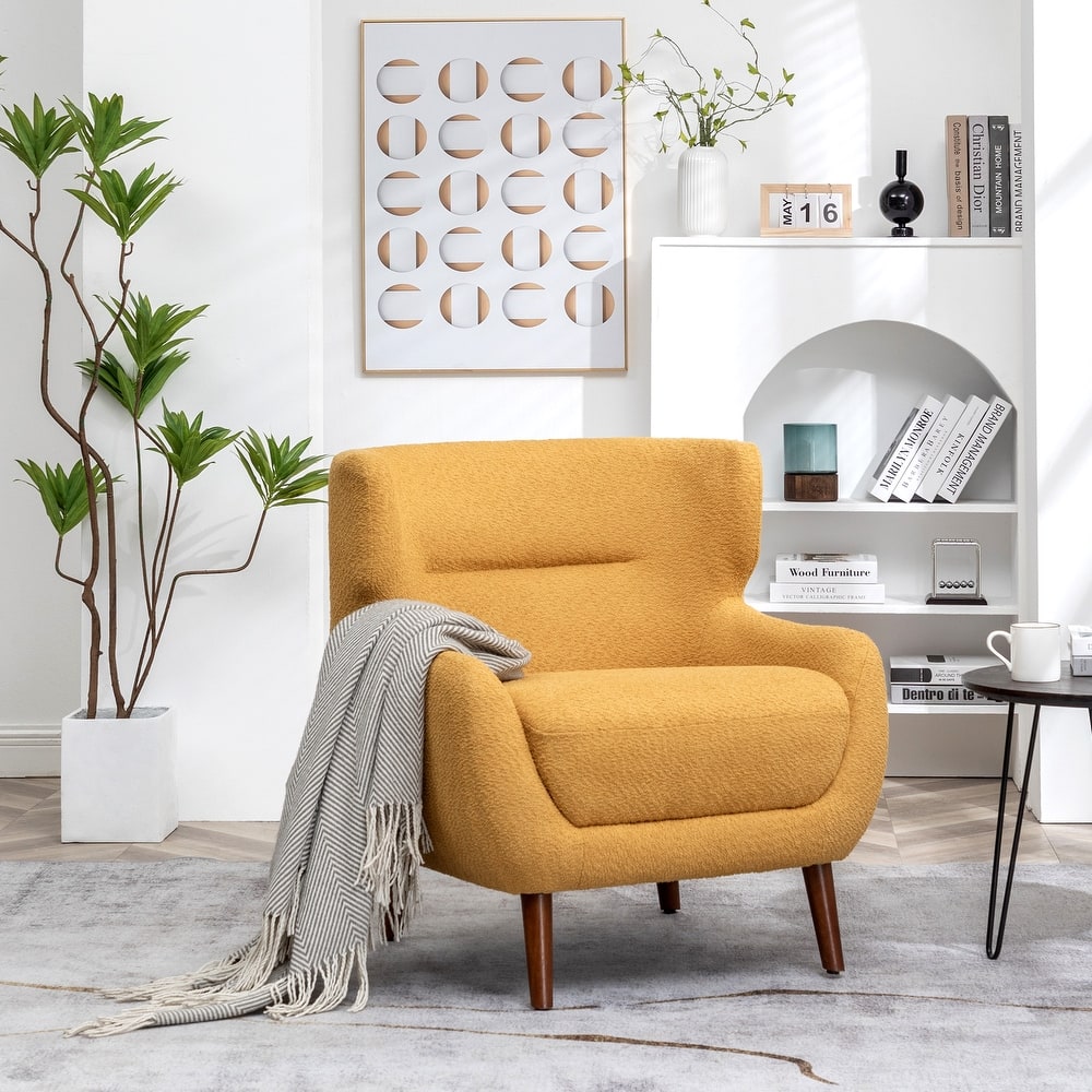 XINMICS Tufted Accent Chair, Wingback Upholstered Armchair for Living Room, Bedroom, Set of 1