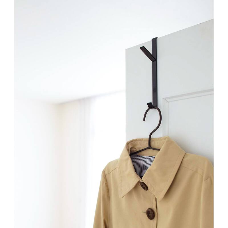 Yamazaki Home Over-the-Door Hanger, Steel, Up To 1.375" Door, Holds 4.4 lbs - L 3.54 x W 0.59 x H 7.09 inches