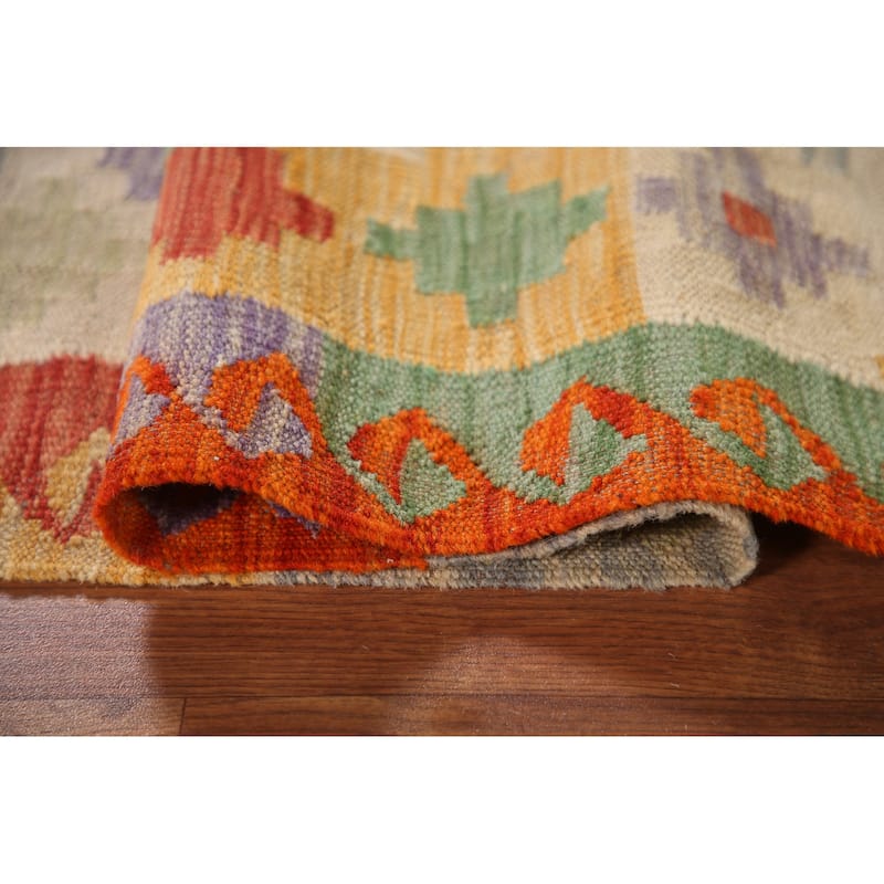 Southwestern Kilim Area Rug Hand-Woven Wool Oriental Carpet - 3'3"x 5'0"