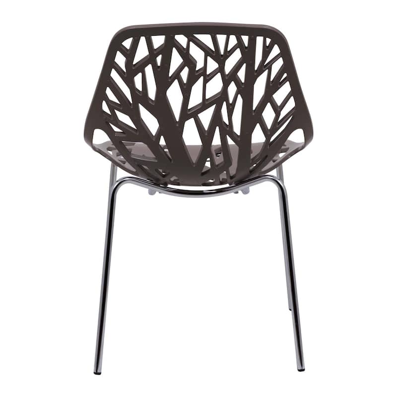 Asbury Stackable Dining Chair with Chrome Legs Side Chair with Modern Cut-Out Design Backrest