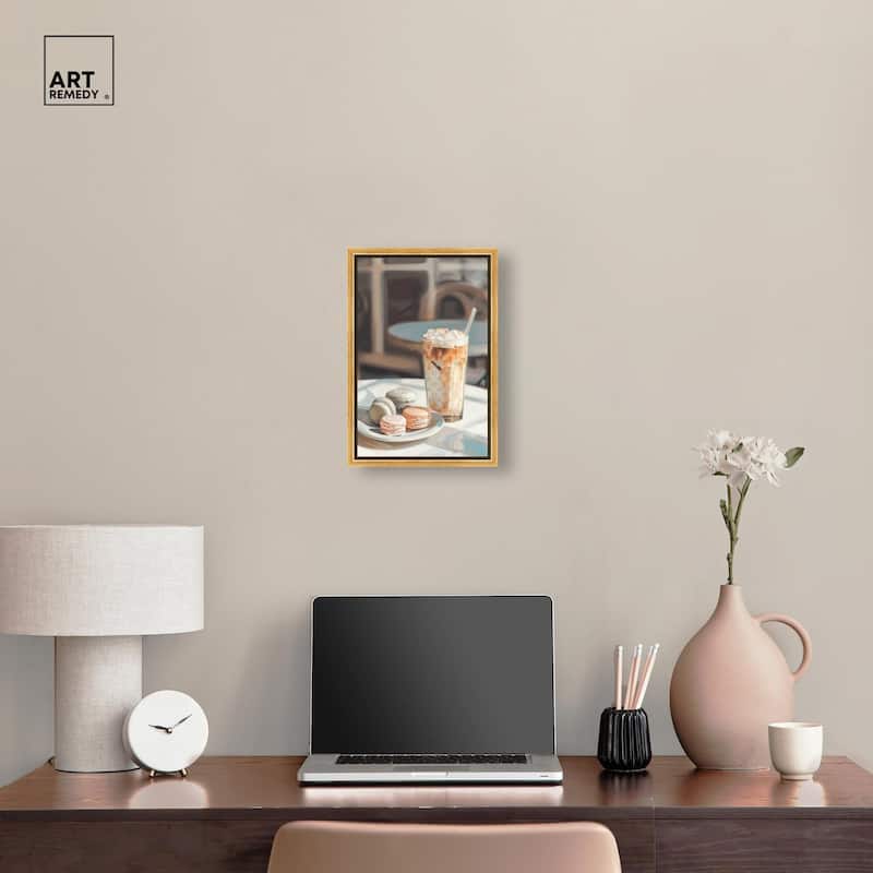 Glam Iced Coffee and Macarons Canvas by Art Remedy