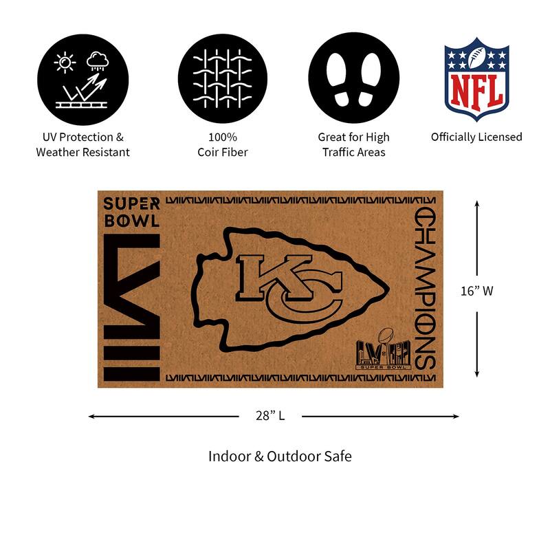 Kansas City Chiefs Monochrome Indoor/Outdoor Coir Door Mat