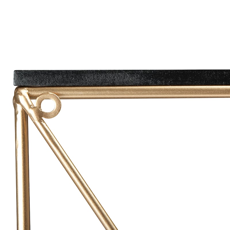 Wood and Iron Rectangle Wall Shelf
