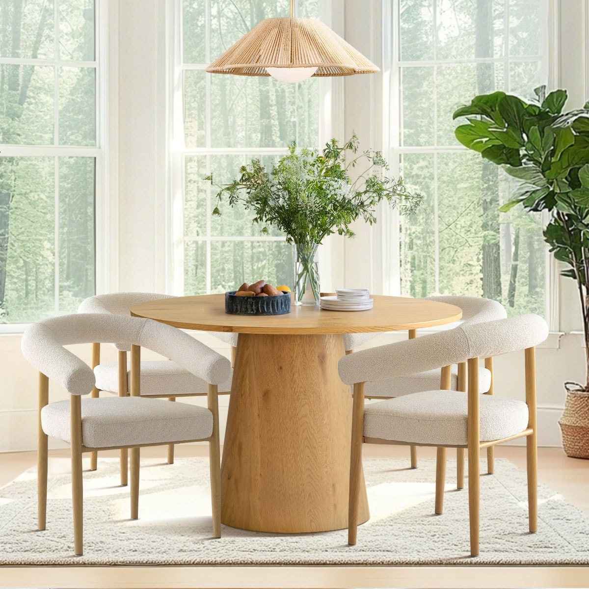 Fabric Arm Chair In Beige (Set of 4)