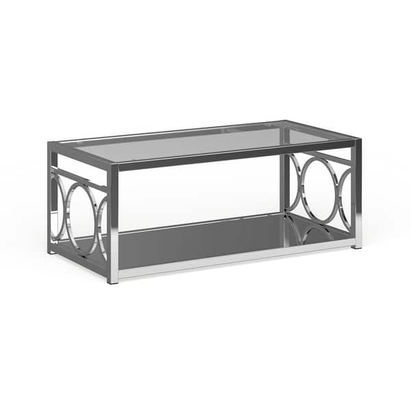 Pehrson Contemporary 47inch Glass Top 1Shelf Coffee Table by Silver