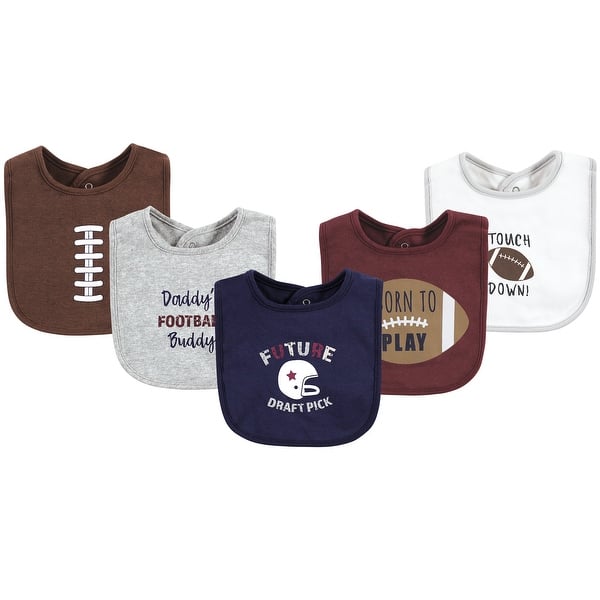 slide 1 of 1, Hudson Baby Infant Boy Cotton Bibs, Brown Football, One Size - Brown Football - One Size One Size - Brown Football