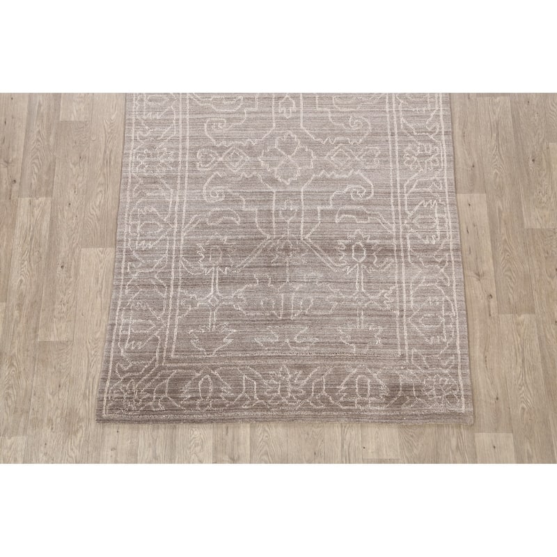 Brown Geometric Modern Gabbeh Oriental Area Rug Wool Hand-knotted - 4'8" x 7'5"