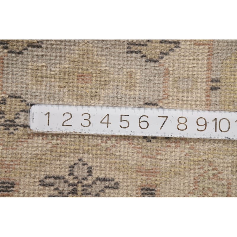 Oushak Indian Runner Rug Handmade Grey Floral Wool Carpet - 2'7"x 9'11"