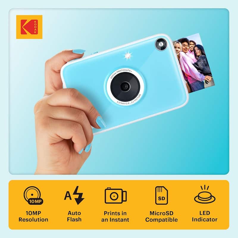 KODAK Printomatic+ Instant Camera Gift Bundle w/Case, Zink Paper & More