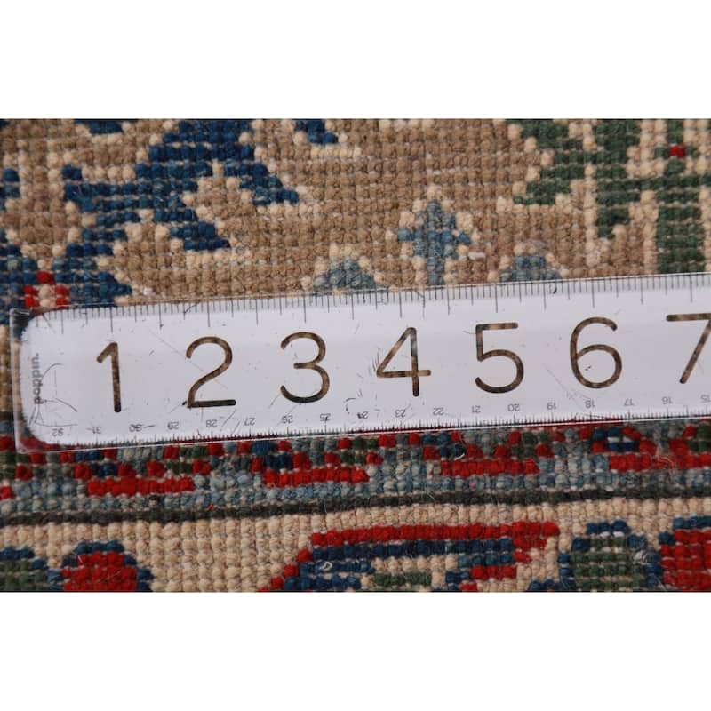 Brown Geometric Kazak Foyer Rug Hand-Knotted Wool Carpet - 2'7"x 4'0"