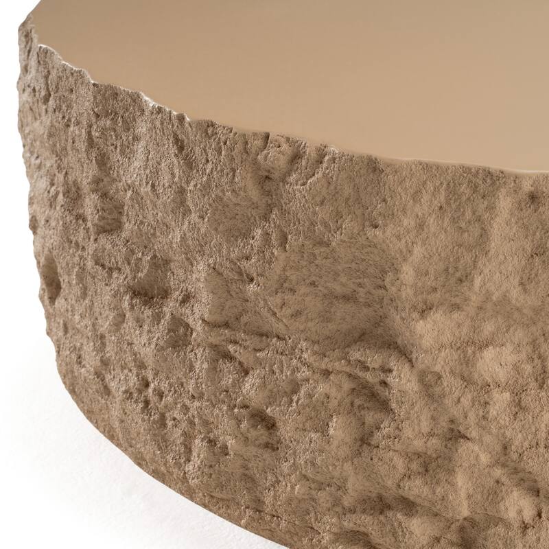 Modrest Quarry Modern Beige Round Coffee Table