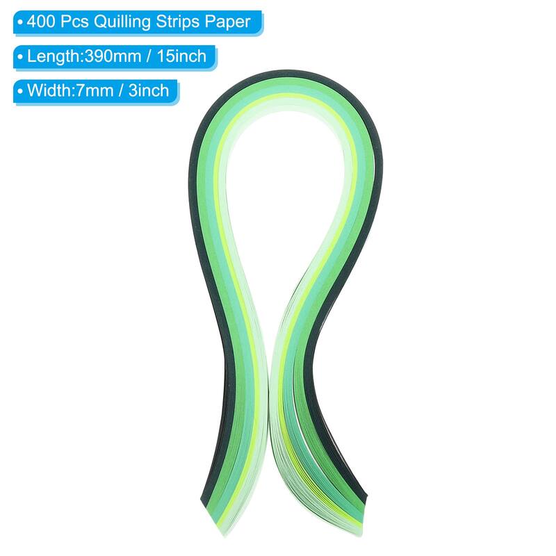 400 Pcs 390 x 7mm Rainbow Quilling Strips Paper - Gradient Green