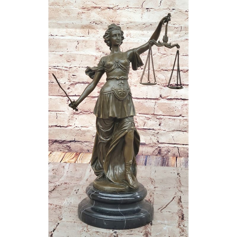 Lady Justice Bronze Statue – Elegant Symbol Of Law And Fairness On Marble Base