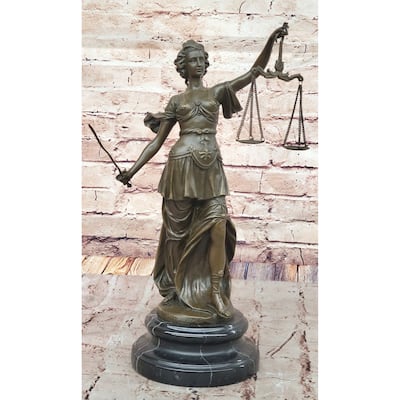 Lady Justice Bronze Statue – Elegant Symbol Of Law And Fairness On Marble Base