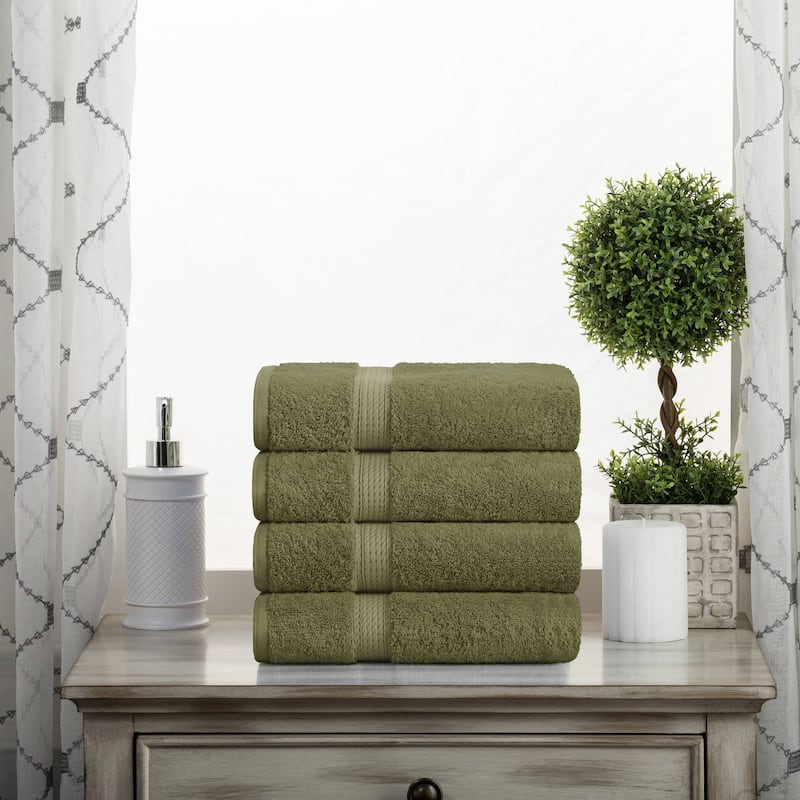 Superior Egyptian Cotton Pile Heavyweight Hand Towel Set of 4 - Forest Green