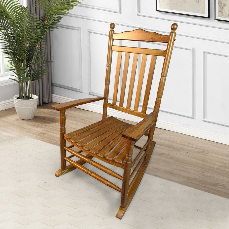 Balcony Porch Adult Rocking Chair with Wide Seat and Armrest