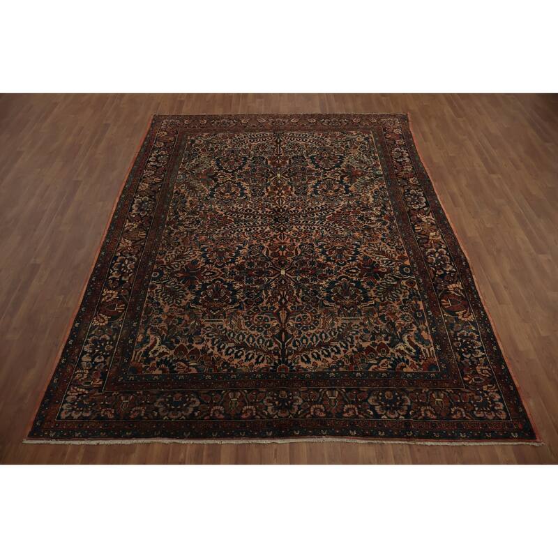 Hand Knotted Oriental 100% Wool Carpet Traditional Floral Oranges & Rust Lilian Area Rug - 11' 3'' X 8' 5''