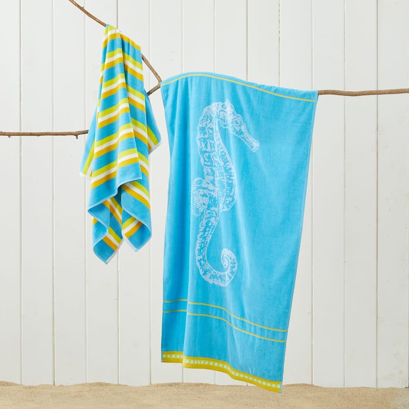 Linery & Co. 100% Cotton Jacquard 2 Pack Summer Beach Towels
