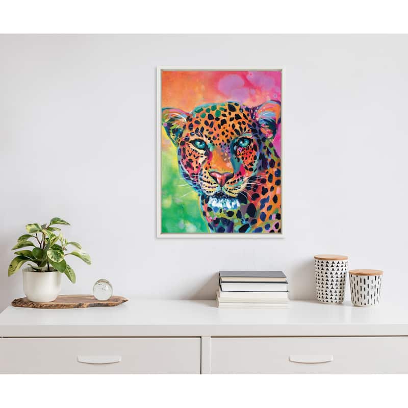 Kate and Laurel Sylvie Leopard Framed Canvas by Rachel Christopoulos