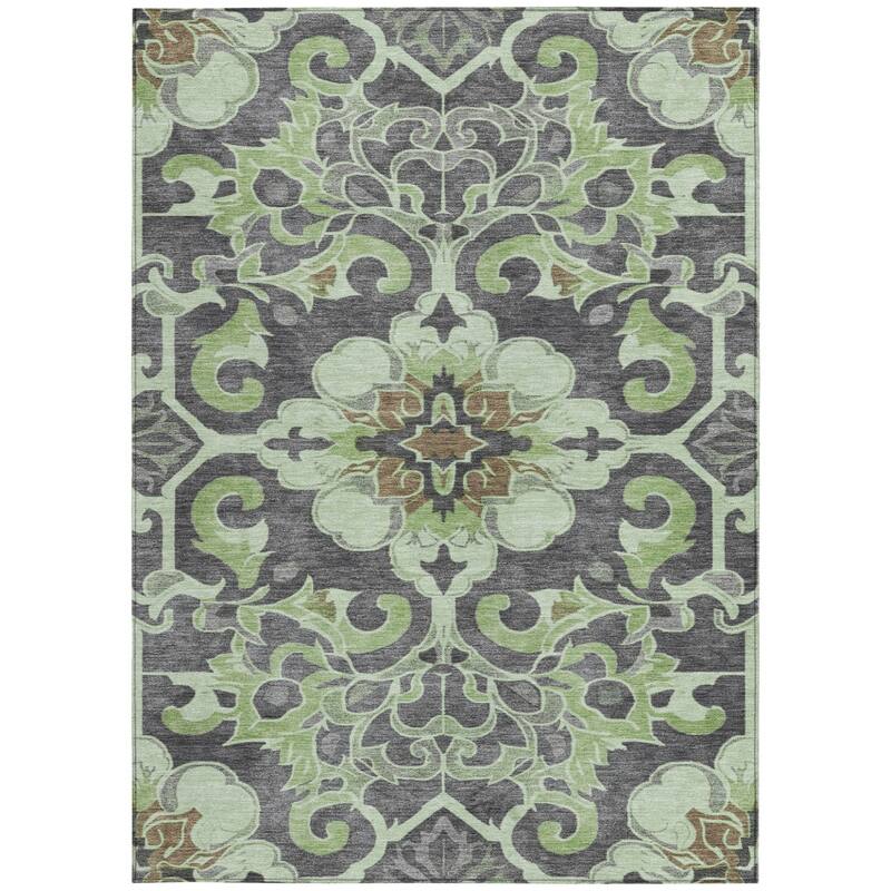 HomeRoots Damask Traditional Rectangle Outdoor Rug
