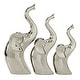 preview thumbnail 2 of 4, Silver Porcelain Ceramic Elephant Decorative Sculpture (Set of 3)
