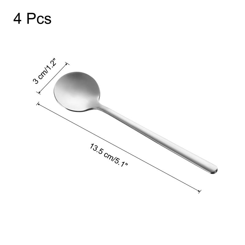 4pcs Espresso Spoons Stainless Steel Round Coffee Spoon - Silver Tone - 5.3 Inch