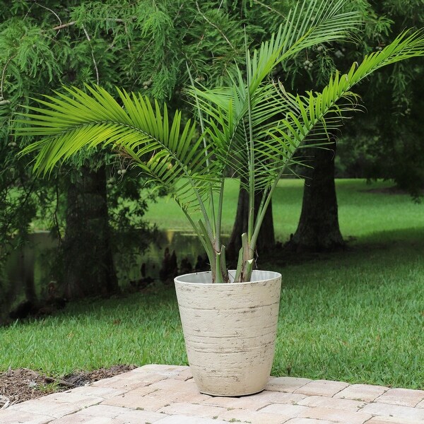 Dahlia 2 Piece Round Planter Set - White. Opens flyout.