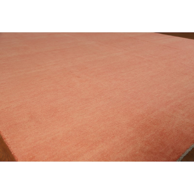 Modern Gabbeh Persian Area Rug Hand-Knotted Wool Carpet - 8'9" x 12'4" - 8'9" x 12'4" - Salmon