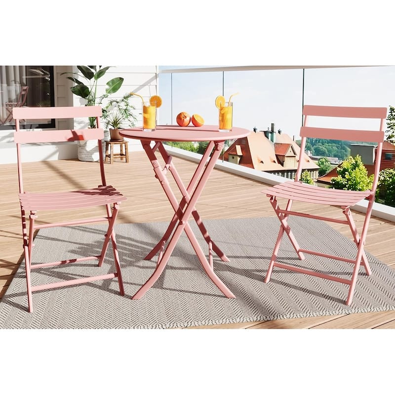 3-Piece Patio Bistro Set Folding Bistro Table and 2 Chairs