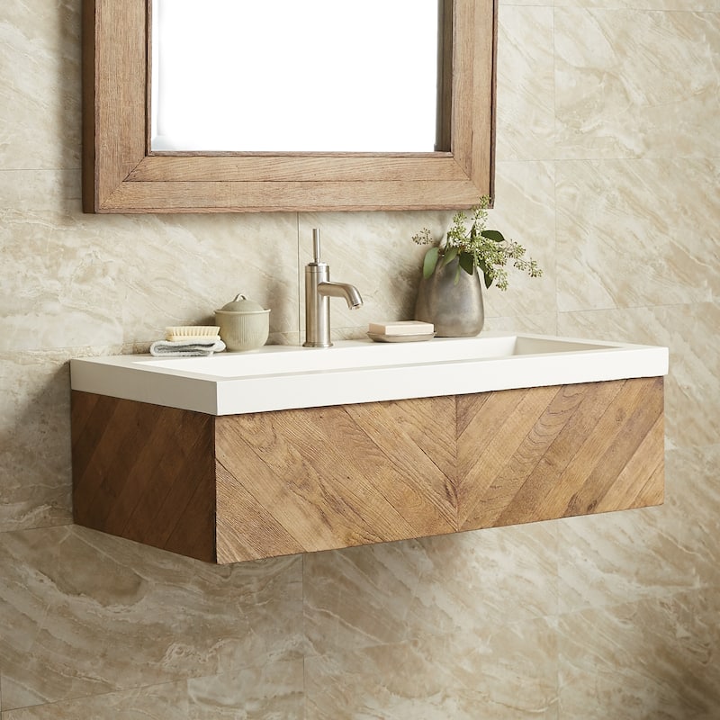 36" Vintner's Reclaimed Wood Floating Vanity (Base Only)