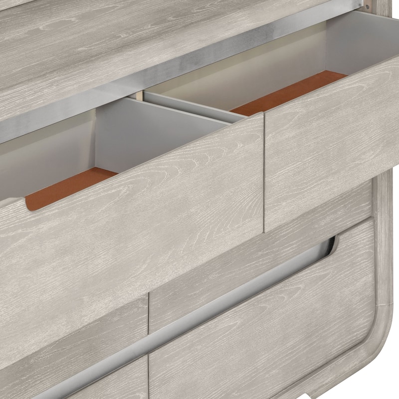 Furniture of America Addeso 2-Piece Modern 6-Drawer Dresser and Mirror Set