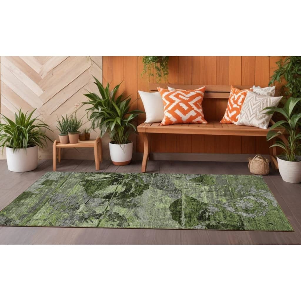 Hana Contemporary Abstract Weather Resistant Blended Style Runner Outdoor Rug - 2' X 8'