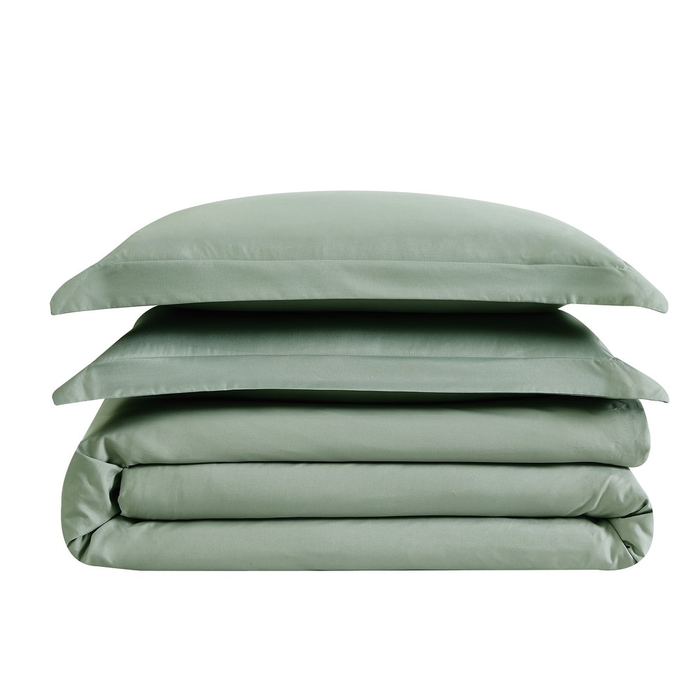 London Fog Garment Wash Solid 3 Piece Duvet Cover Set