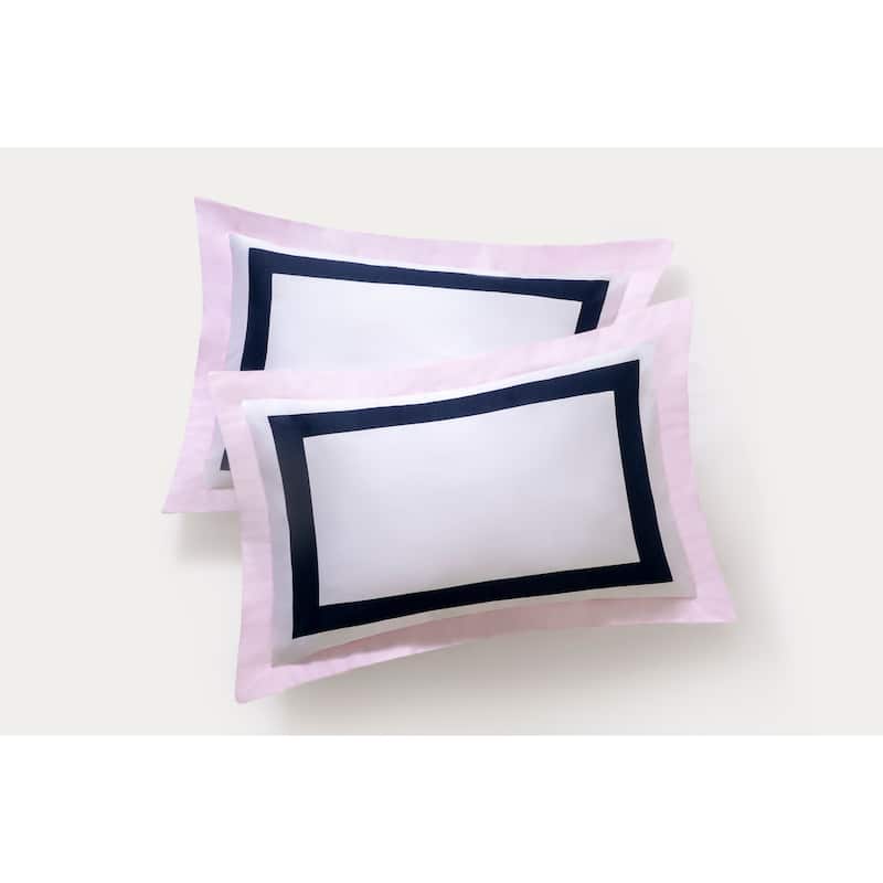Brooks Brothers Double Border Cotton Sateen Sham Case Pair - Pink - King