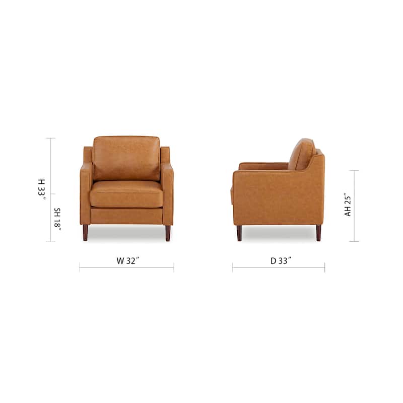 Artdeco Home - Sedona Modern Accent Chair, Faux Linen / Vegan Leather Armchair
