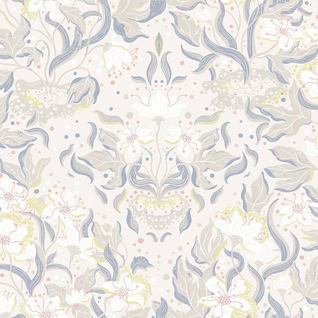 A-Street Prints Lisa Bone Floral Damask Wallpaper