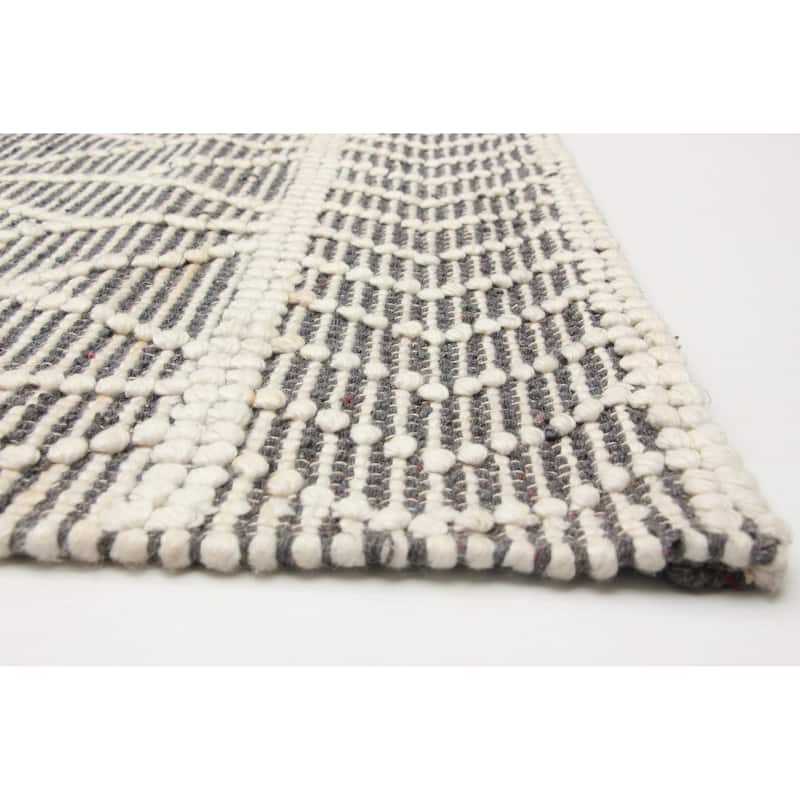 ECARPETGALLERY Braid weave Sienna Grey Wool Rug - 6'0 x 8'11